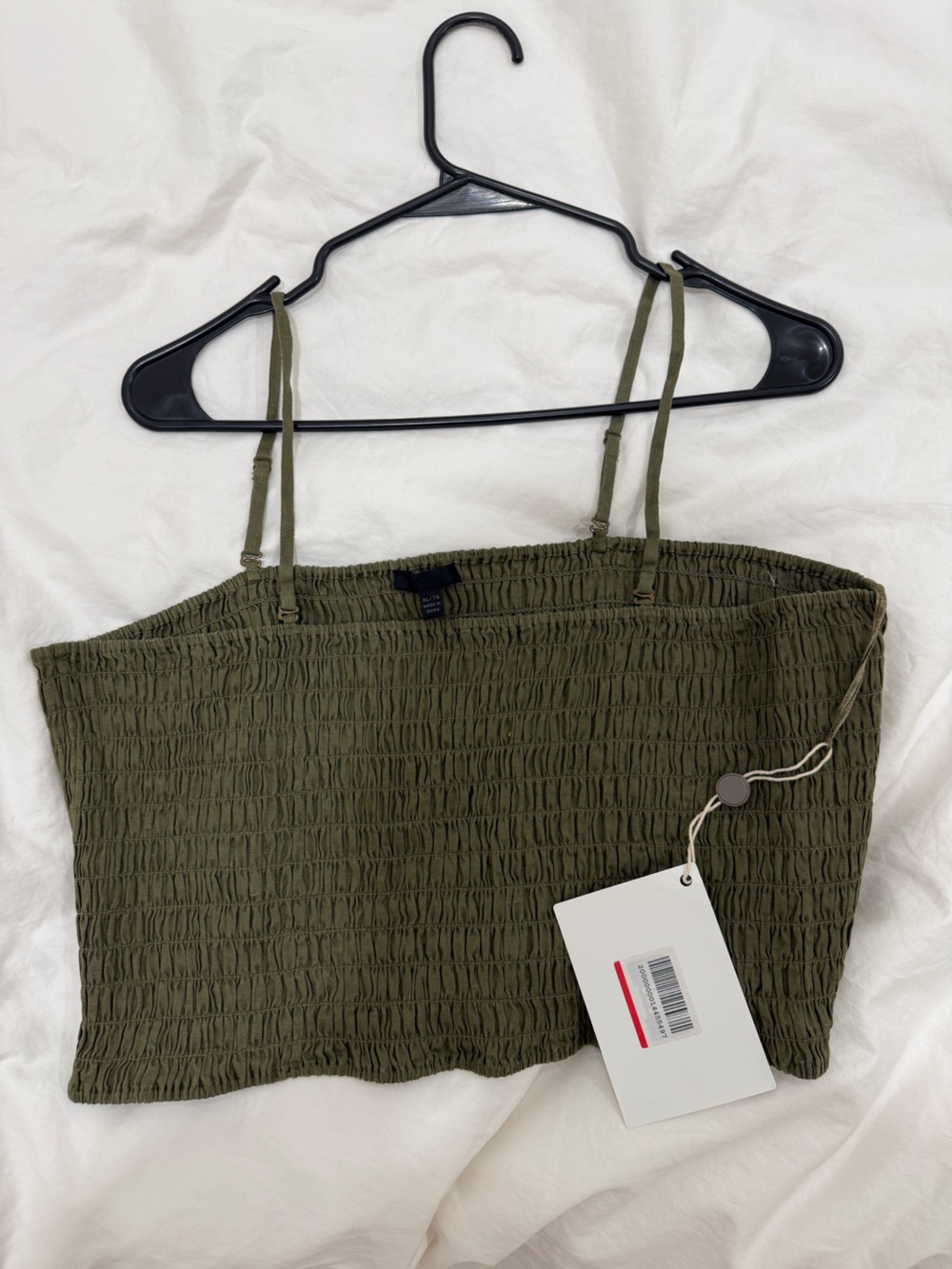 ATM Anthony Thomas Melillo Olive Smocked Camisole with Spaghetti Straps